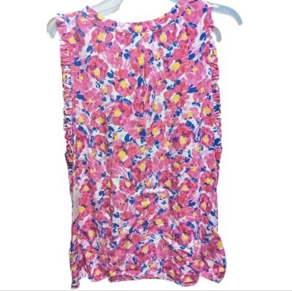 Time And Tru Women's shirt flower ruffle tank Sleeveless M (8-10) W-303 - Picture 7 of 7